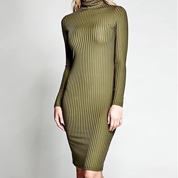 MARCIANO | Olive Green Turtleneck Dress - Picture 1 of 9